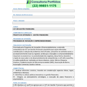 Projeto de Extensão II - Gestão Financeira