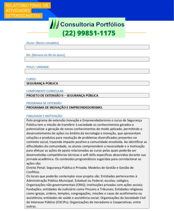 Projeto de Extensão II – Segurança Pública