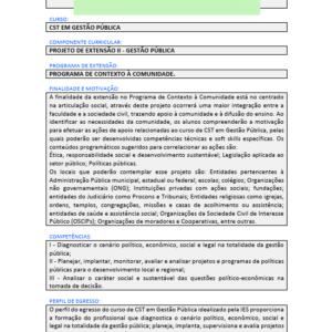 Projeto de extensão II - Gestão Pública