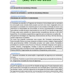 Projeto de extensão II - Gestão de Segurança Privada