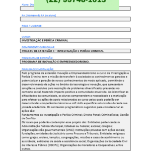 Projeto de extensão II - Investigação e Perícia Criminal