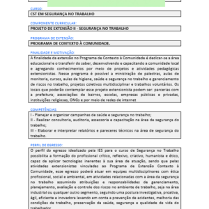Projeto de extensão II - Segurança no Trabalho