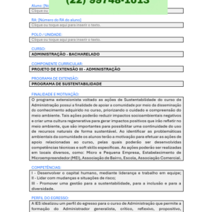 Projeto de extensão III - Administração.