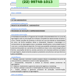Projeto de extensão III - Agronegócio