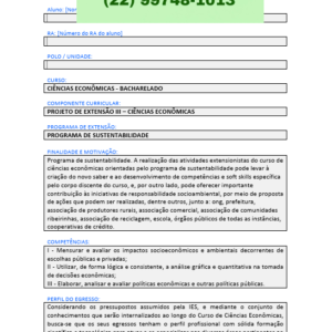 Projeto de extensão III - Ciências Econômicas