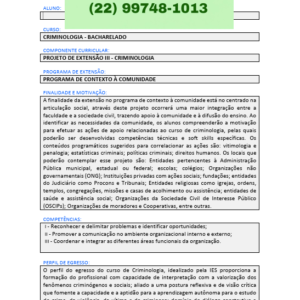 Projeto de extensão III - Criminologia