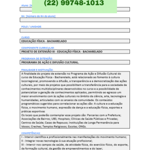 Projeto de extensão III - Educação Física – Bacharelado
