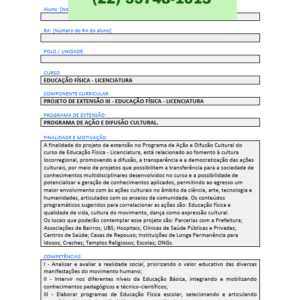 Projeto de extensão III - Educação Física – Licenciatura