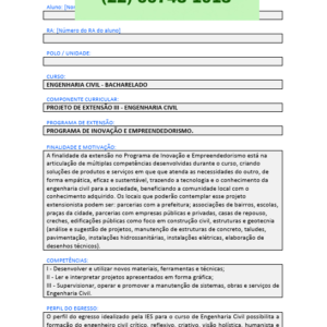 Projeto de extensão III - Engenharia Civil.