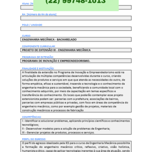 Projeto de extensão III - Engenharia Mecânica