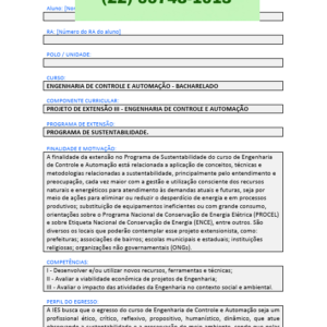 Projeto de extensão III - Engenharia de controle e automação