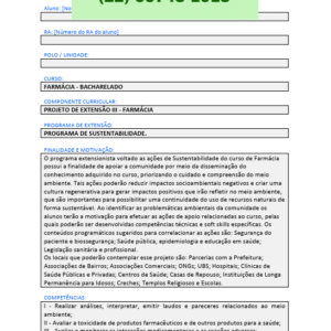Projeto de extensão III - Farmácia