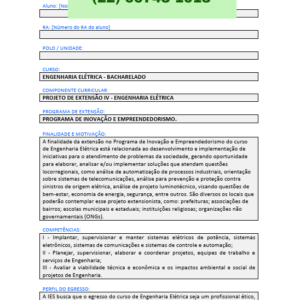 Projeto de extensão IV - Engenharia Elétrica
