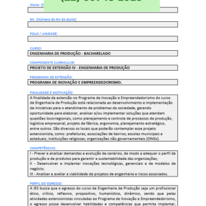 Projeto de extensão IV - Engenharia de Produção